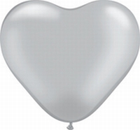 Q6 Inch Heart Metallic - Silver 100ct