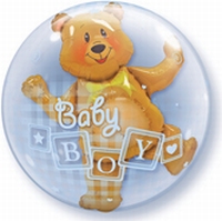 24 Inch Baby Boy Blocks & Bear Double Bubble