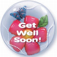 24 Inch Get Well Flower Double Bubble Balloon
