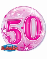 50th Pink Starburst Sparkle Single Bubble