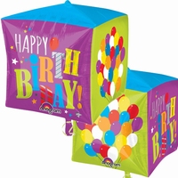 Happy Birthday Balloons Cubez Foil Balloon