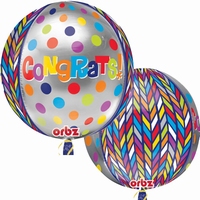 Happy Birthday Stripes And Bursts Orbz Foil Balloon