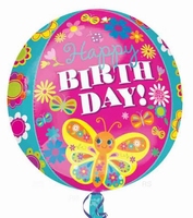 Happy Birthday Cute Butterfly Orbz Foil Balloon