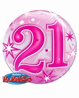 21st Pink Starburst Sparkle Single Bubble