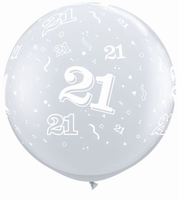 3ft Diamond Clear 21 Around Giant Latex Balloons 2pk