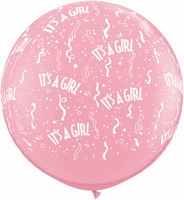 3ft Its a Girl Around Giant Latex Balloons 2pk