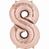 Number 8 Rose Gold Supershape Balloons