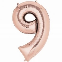 Number 9 Rose Gold Supershape Balloons