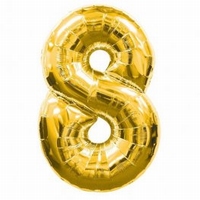 Number 8  Gold Supershape Balloons
