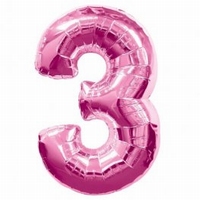 Number 3 Pink Supershape Balloons