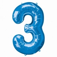 Number 3 Blue Supershape Balloons