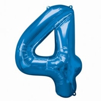 Number 4 Blue Supershape Balloons