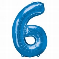 Number 6 Blue Supershape Balloons