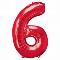 Number 6 Red Supershape Balloons