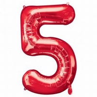 Number 5 Red Supershape Balloons