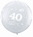 3ft Diamond Clear 40 Around Giant Latex Balloons 2pk 
