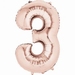 Number 3 Rose Gold Supershape Balloons 